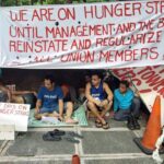 Streikende Arbeiter*innen der gehobenen Eigentumswohnung Pacific Plaza Towers führten einen 16-tägigen Hungerstreik zur Regulierung von Vertragsarbeiter*innen durch. Das Pacific Plaza beherbergt Teile der philippinischen Elite und einflussreiche öffentliche Persönlichkeiten © Luke Espiritu