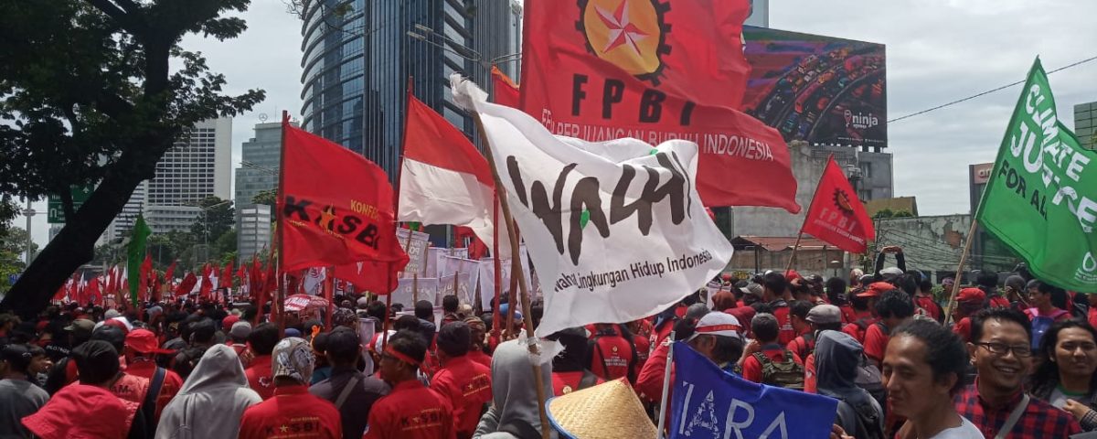 Auch Umweltaktivist*innen von WAHLI demonstrieren mit Gewerkschaften am 1. Mai in Jakarta © Yuyun Harmono, Indonesien, 2019