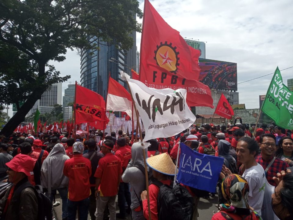 Auch Umweltaktivist*innen von WAHLI demonstrieren mit Gewerkschaften am 1. Mai in Jakarta © Yuyun Harmono, Indonesien, 2019