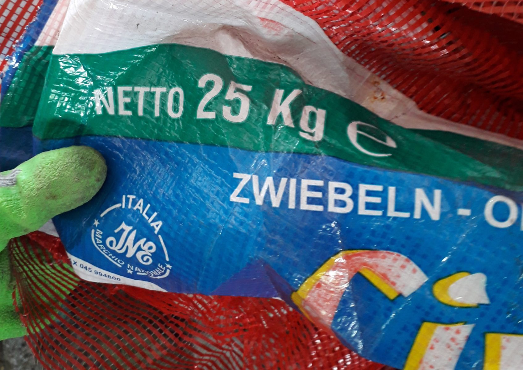 Diese ausgediente Zwiebel-Plastikverpackung wurde nicht in Deutschland gefunden, sondern in Malaysia, wo 2018 mehr als zehn Prozent des globalen Plastikmülls landeten © Janis Wicke