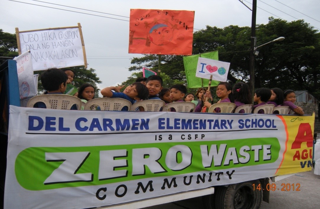 Schulkinder in San Fernando engagieren sich für das Zero Waste Programm © Mother Earth Foundation